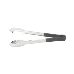 Winco UT-12HP-K 12" Stainless Steel Utility Tongs w/ Black Plastic Handle