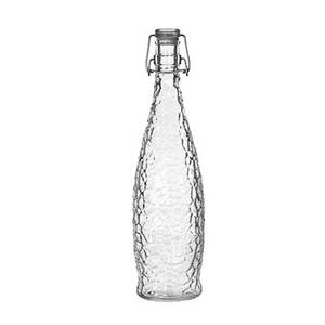 Libbey 13150120 1 Liter Glacier Glass Bottle w/ CLEAR Wire Bail Lid