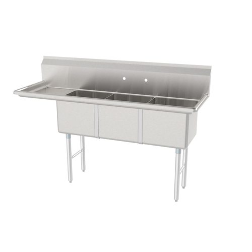 GSW USA SE15153L 63.5" Stainless Steel 15"x15"x12" Three Compartment Sink