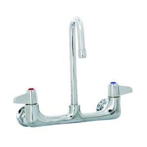 T&S Brass 5F-8WLX03 8" Wall Mount Mixing Faucet w/ 3" Rigid Gooseneck Spout