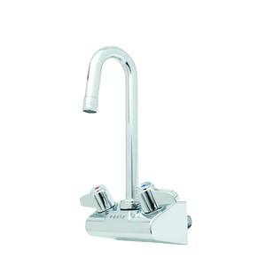 T&S Brass 5F-4WLX03-VF05 4" Wall Mount Mixing Faucet w/ 3" Swivel Gooseneck Spout