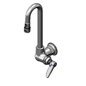 T&S Brass B-0310-119X-WS Wall Mounted Single Temperature Faucet - 1.5 GPM Aerator