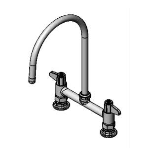 T&S Brass 5F-8DLS09 Equip 8" Deck Mount Workboard Faucet w/ 9" Gooseneck