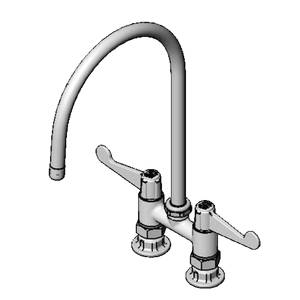 T&S Brass 5F-4DWS09 Equip 4" Deck Mount Faucet w/ Wrist Handles & 9" Gooseneck