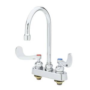 T&S Brass B-1141-04-CR 4" Deck Mount Workboard Faucet w/ 5-3/4" Swing Gooseneck