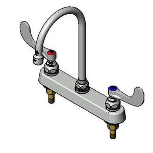 T&S Brass B-1142-04 8" Deck Mount Workboard Faucet w/ 6" Swing Gooseneck