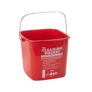 Winco PPL-3R 3 Qt Red Polypropylene Sanitizing Cleaning Bucket
