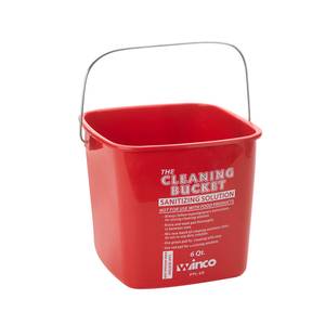 Winco PPL-6R 6 Qt Red Polypropylene Sanitizing Cleaning Bucket