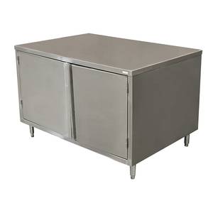 BK Resources CST-3648H2 48" x 36" Stainless Cabinet Base Work Table w/ Hinged Doors