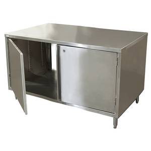 BK Resources CST-3648HL2 48" x 36" Stainless Cabinet Base Work Table w/ Hinged Doors