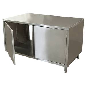 BK Resources CST-3660H2 60" x 36" Stainless Cabinet Base Work Table w/ Hinged Doors