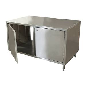 BK Resources CST-3660HL2 60" x 36" Stainless Cabinet Base Work Table w/ Hinged Doors
