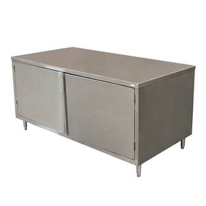 BK Resources CST-3672H 72" x 36" Stainless Cabinet Base Work Table w/ Hinged Doors
