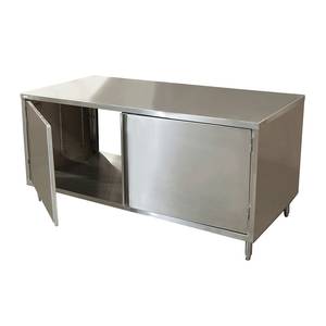 BK Resources CST-3672H2 72" x 36" Stainless Cabinet Base Work Table w/ Hinged Doors