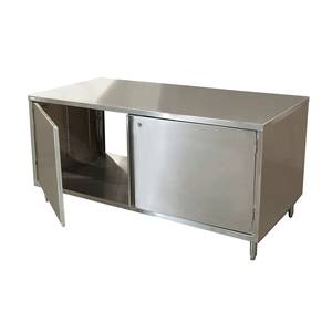 BK Resources CST-3672HL2 72" x 36" Stainless Cabinet Base Work Table w/ Hinged Doors