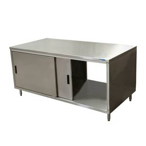 BK Resources CST-3672S2 72" x 36" Stainless Cabinet Base Work Table w/ Sliding Doors