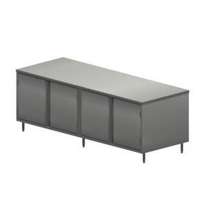 BK Resources CST-3696H 96" x 36" Stainless Cabinet Base Work Table w/ Hinged Doors