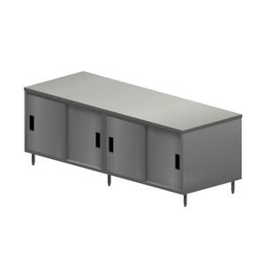 BK Resources CST-3696S 96" x 36" Stainless Cabinet Base Work Table w/ Sliding Doors