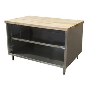 BK Resources CMT-3648 48" x 36" Cabinet Base Work Table w/ Open Front & Maple Top