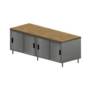 BK Resources CMT-3696S2 96"x36" Cabinet Base Work Table w/Sliding Doors & Maple Top