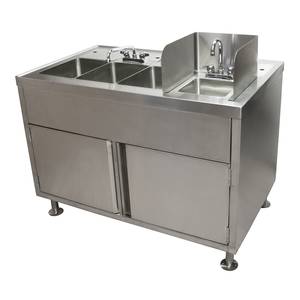 BK Resources FTWS-4829L 48x29x42 Stainless All-in-One Food Truck Wash Station