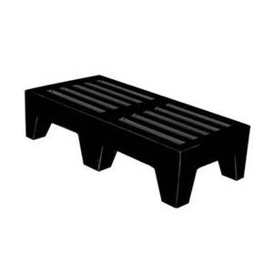 Winholt DPLSQ-4-1222-BK 22x48 Plastic Solid 1-Tier Perforated Dunnage Rack - Black