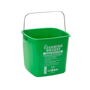 Winco PPL-6G 6 Qt Green Polypropylene Soap Solution Cleaning Bucket