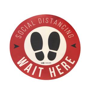 NATIONAL CHECK SD12CRD 12" Round Social Distancing Vinyl Floor Decal - Red
