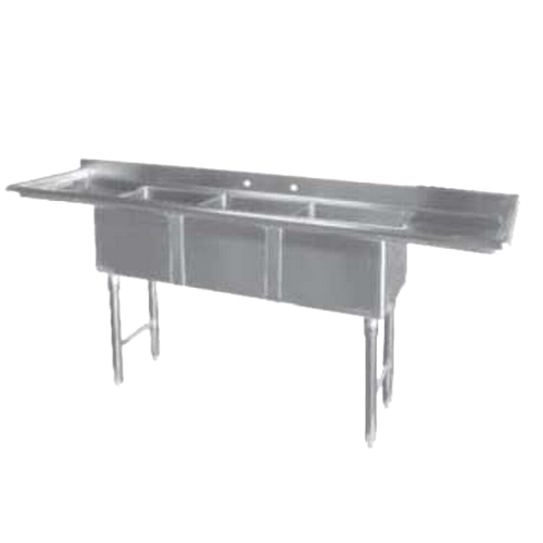 GSW USA SE15153DB 75.3" 18 Gauge Stainless Steel Three Compartment Sink