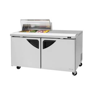 Turbo Air TST-60SD-08S-N-CL Super Deluxe 60" Refrigerated 8 Pan Prep Table w/ Clear Lid