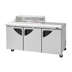 Turbo Air TST-72SD-12S-N-CL Super Deluxe 72" Refrigerated 12 Pan Clear Lid Sandwich Prep