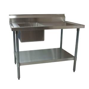 BK Resources BKMPT-3048S-L 48" X 30" Stainless Steel Prep Table With Left Side Sink