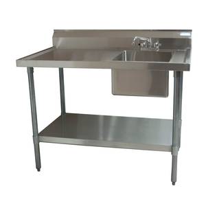 BK Resources BKMPT-3048S-R-P-G 48" X 30" Stainless Steel Prep Table With Right Side Sink