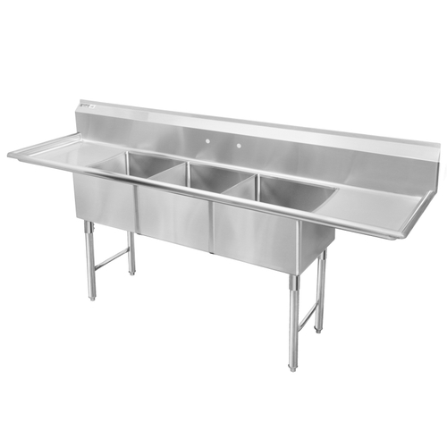 GSW USA SEE18183D 90" Stainless Steel Three 18"x18" Compartment Sink