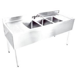 BK Resources UB4-18-384TS 10" x 14" Slim-Line Underbar Three Compartment Sink