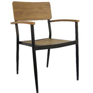 H&D Commercial Seating 7181A Stackable Aluminum Plastic Wood Arm Chair