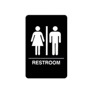 Winco SGN-603 6" x 9" Restroom Sign - Black Plastic