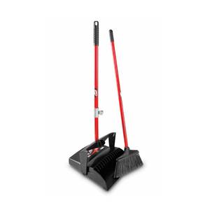 Libman Commercial 919 36" Lobby Dust Pan & Broom Set With Red Steel Handle