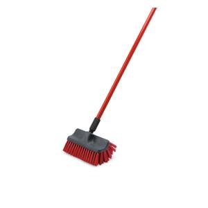 Libman Commercial 532 10" Dual Surface Floor Scrub Brush w/ 60" Red Steel Handle