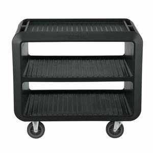 Cambro SC337110 41-1/2" Black Service Cart Pro w/ (3) Ribbed Shelves