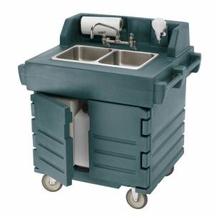 Cambro KSC402191 CamKiosk Granite Gray 2 Compartment Hand Sink Cart