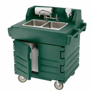 Cambro KSC402519 CamKiosk Kentucky Green 2 Compartment Hand Sink Cart