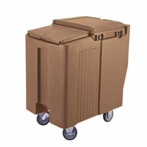 Cambro ICS175T157 SlidingLid Tall 175lb Capacity Coffee Beige Mobile Ice Caddy