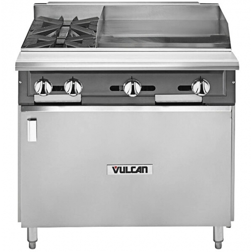 Vulcan V2BG24B V Series Heavy Duty 36" 2 Burner Gas Range w/ 24" Griddle