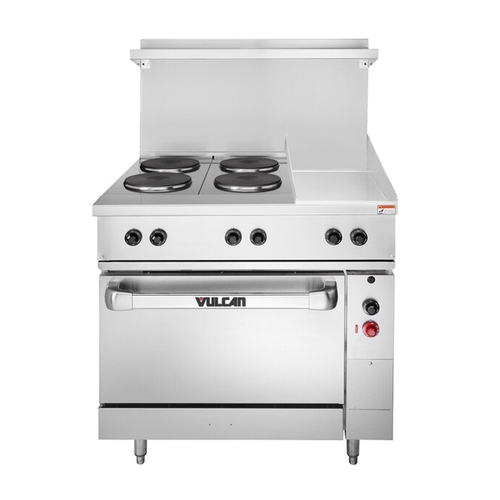 Vulcan EV36S-4FP12G208 36" Electric Range w/4 French hotplates & 12" Griddle - 208v