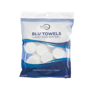 Mercer Culinary M36006 BLU 9 1/2"x23 1/2" Dehydrated Reusable Cotton Towel 50 Pack