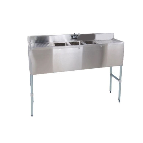 Falcon Food Service BS3T101410-19LR - On Clearance - 3 Compartment Bar Sink w/ Double 19" Drainboards