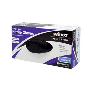 Winco GLN-LB Disposible Black Powder Free Nitrile Gloves - Large