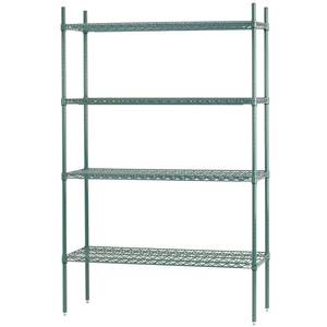 Eagle Group S4-74-2460VG-X 4-Tier 60"x24" Green Epoxy Wire Shelving Unit w/ 74" Posts