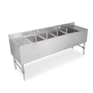 John Boos UBS4-2184-2D18-X 84" (4) Compartment Underbar Sink w/ 18" Drainboards